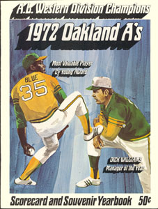 1972 world champion Oakland A’s scorecard and Yearbook 